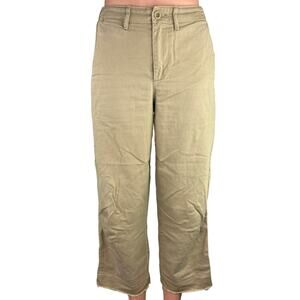 POLO Ralph Lauren Beige Straight Leg Frayed Raw Hem Cropped Trouser Pants Sz 0